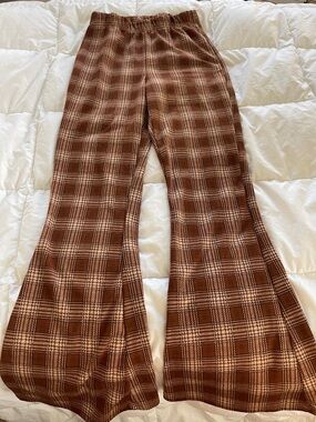 Wild Fable Brown Plaid Flare Pants